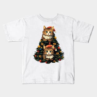 Cat Christmas Tree Kids T-Shirt